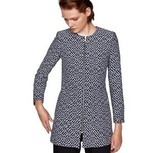 Zara Basic Tweed Blue/White Coat With Zipper